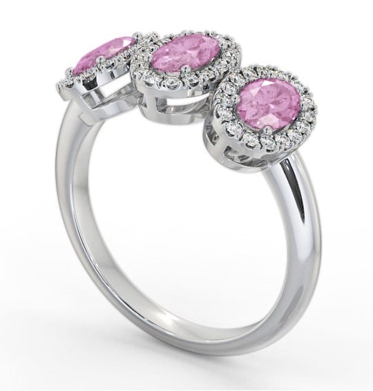 Halo Trilogy Pink Sapphire and Diamond 1.60ct Ring 9K White Gold GEM65_WG_PS_THUMB1