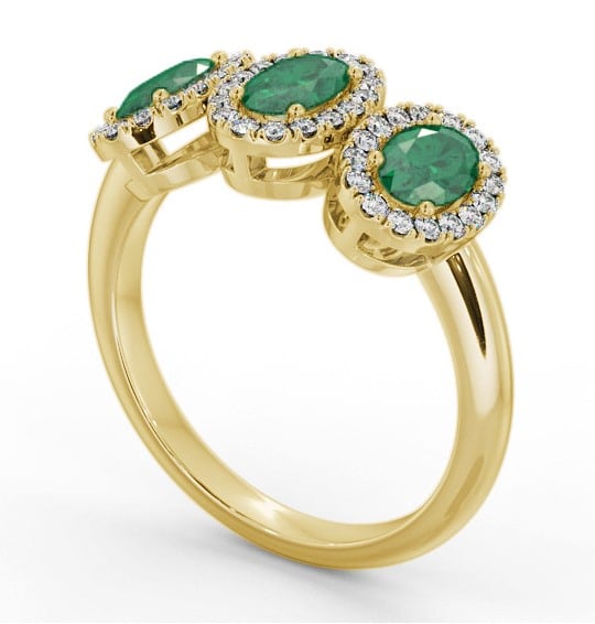 Halo Trilogy Emerald and Diamond 1.35ct Ring 18K Yellow Gold GEM65_YG_EM_THUMB1