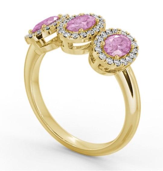 Halo Trilogy Pink Sapphire and Diamond 1.60ct Ring 9K Yellow Gold GEM65_YG_PS_THUMB1