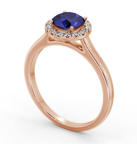 Halo Blue Sapphire and Diamond 1.20ct Ring 18K Rose Gold GEM66_RG_BS_THUMB1