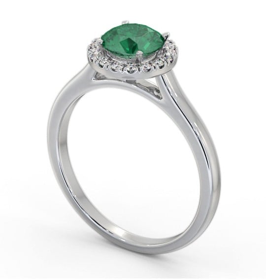 Halo Emerald and Diamond 0.95ct Ring 18K White Gold GEM66_WG_EM_THUMB1