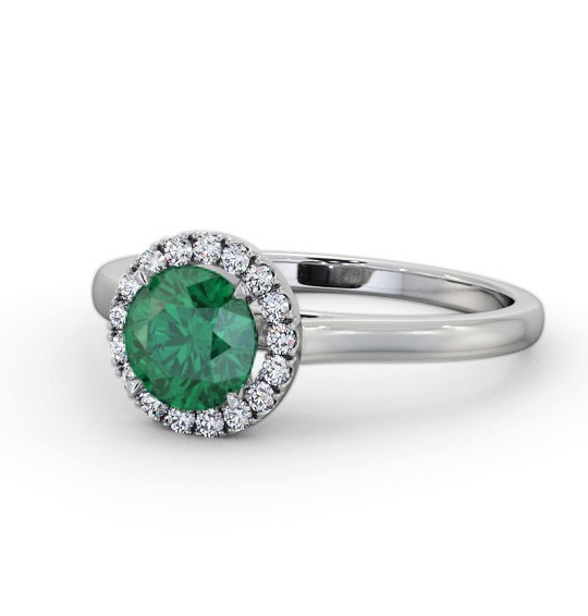 Halo Emerald and Diamond 0.95ct Ring 18K White Gold GEM66_WG_EM_THUMB2 