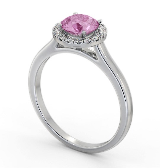 Halo Pink Sapphire and Diamond 1.20ct Ring 18K White Gold GEM66_WG_PS_THUMB1