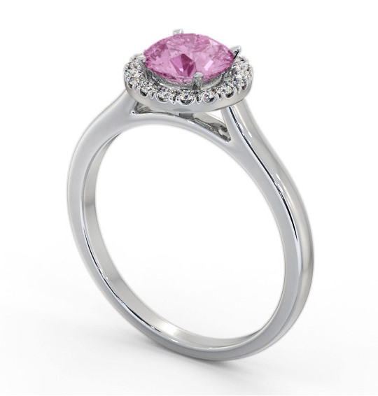 Halo Pink Sapphire and Diamond 1.20ct Ring Palladium GEM66_WG_PS_THUMB1