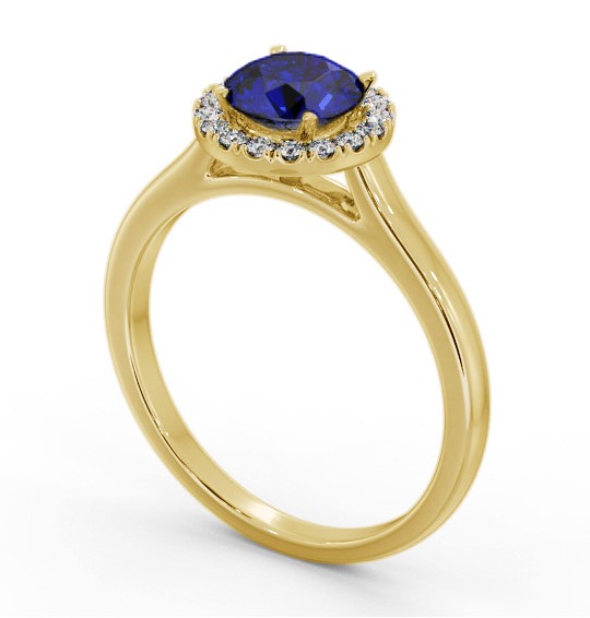 Halo Blue Sapphire and Diamond 1.20ct Ring 9K Yellow Gold GEM66_YG_BS_THUMB1 