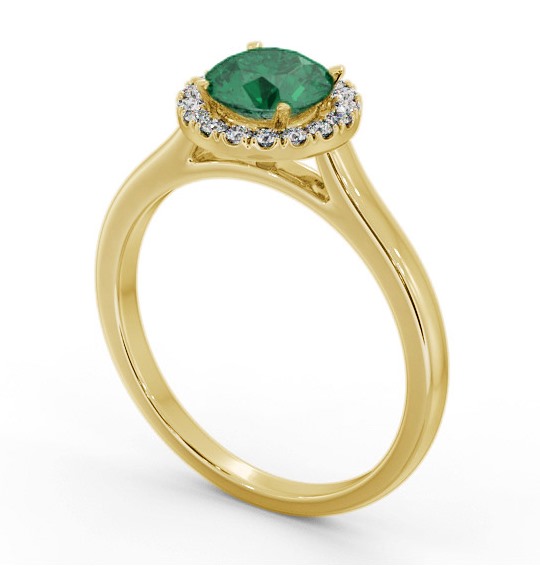 Halo Emerald and Diamond 0.95ct Ring 18K Yellow Gold GEM66_YG_EM_THUMB1 