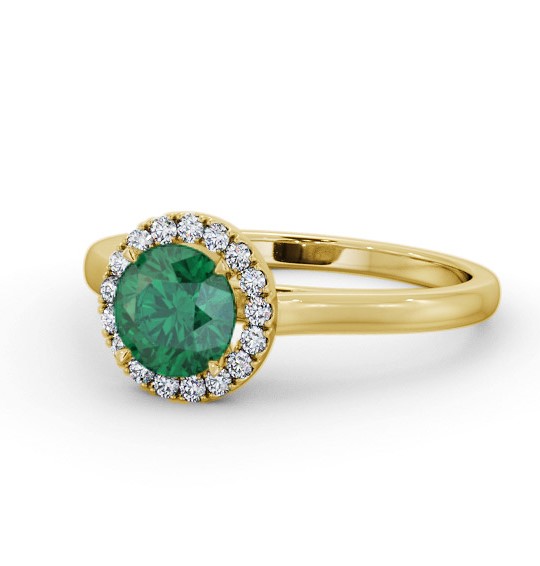 Halo Emerald and Diamond 0.95ct Ring 18K Yellow Gold GEM66_YG_EM_THUMB2 