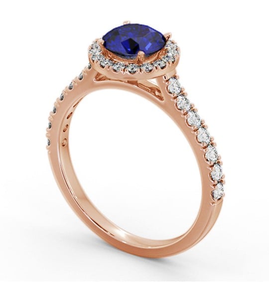Halo Blue Sapphire and Diamond 1.50ct Ring 9K Rose Gold GEM67_RG_BS_THUMB1