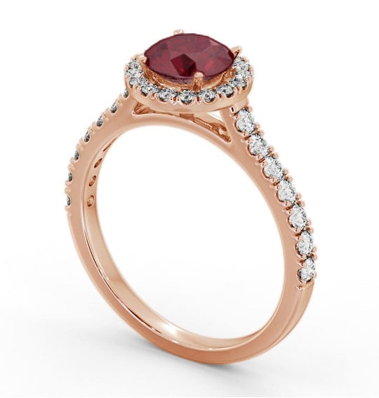 Halo Ruby and Diamond 1.50ct Ring 18K Rose Gold GEM67_RG_RU_THUMB1