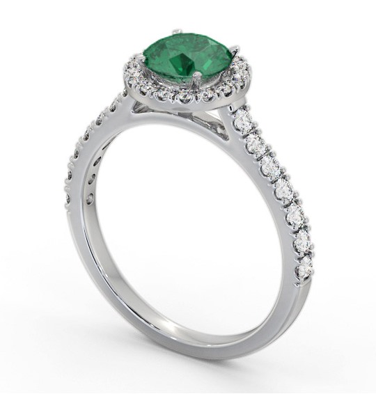 Halo Emerald and Diamond 1.25ct Ring 9K White Gold GEM67_WG_EM_THUMB1