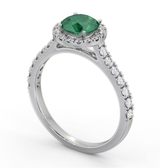 Halo Emerald and Diamond 1.25ct Ring 18K White Gold GEM67_WG_EM_THUMB1