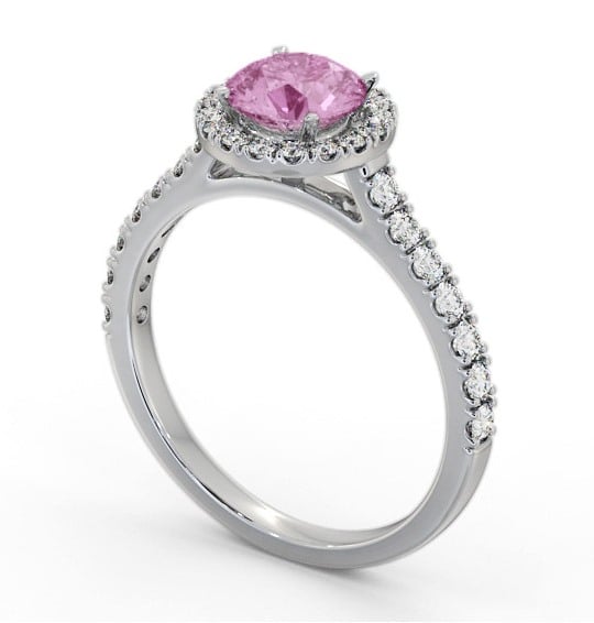 Halo Pink Sapphire and Diamond 1.50ct Ring 18K White Gold GEM67_WG_PS_THUMB1 