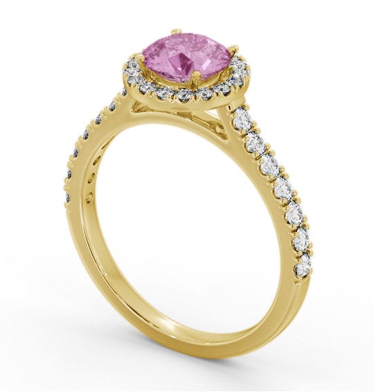 Halo Pink Sapphire and Diamond 1.50ct Ring 18K Yellow Gold GEM67_YG_PS_THUMB1