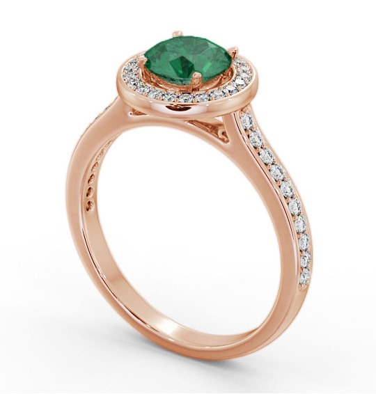 Halo Emerald and Diamond 1.10ct Ring 18K Rose Gold GEM68_RG_EM_THUMB1 