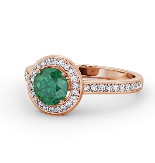 Halo Emerald and Diamond 1.10ct Ring 18K Rose Gold GEM68_RG_EM_THUMB2 