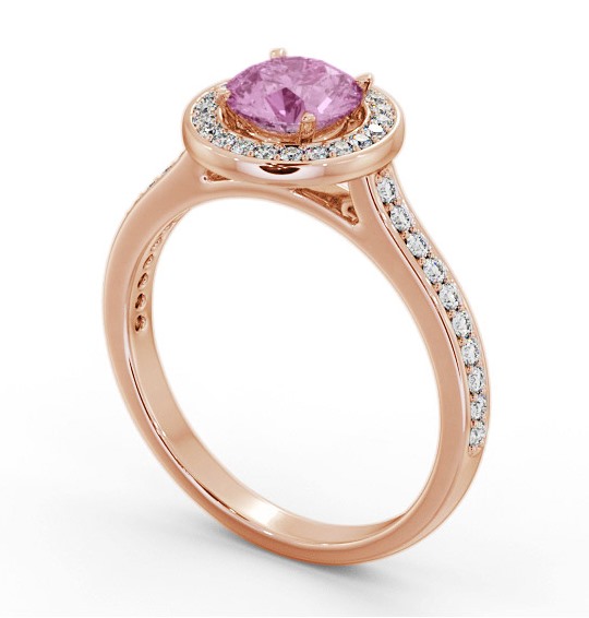 Halo Pink Sapphire and Diamond 1.35ct Ring 18K Rose Gold GEM68_RG_PS_THUMB1