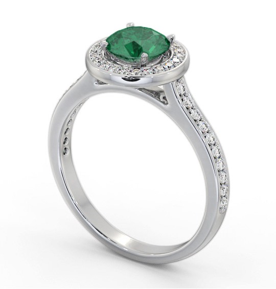 Halo Emerald and Diamond 1.10ct Ring 18K White Gold GEM68_WG_EM_THUMB1 