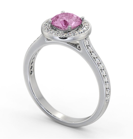 Halo Pink Sapphire and Diamond 1.35ct Ring 18K White Gold GEM68_WG_PS_THUMB1 
