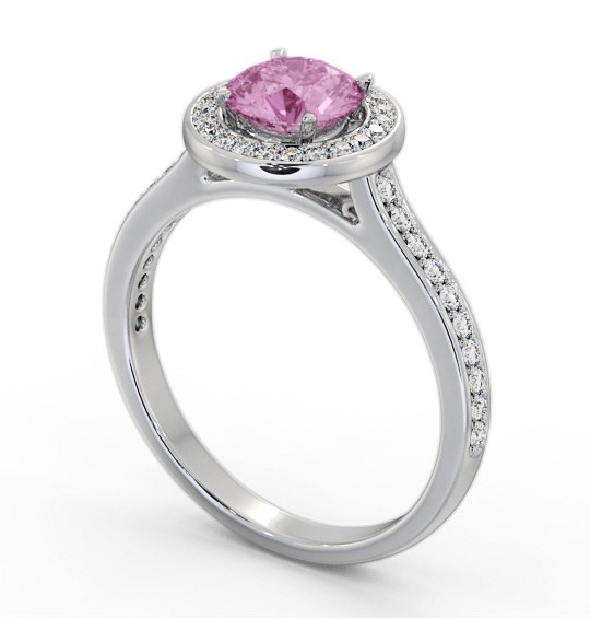 Halo Pink Sapphire and Diamond 1.35ct Ring 9K White Gold GEM68_WG_PS_THUMB1