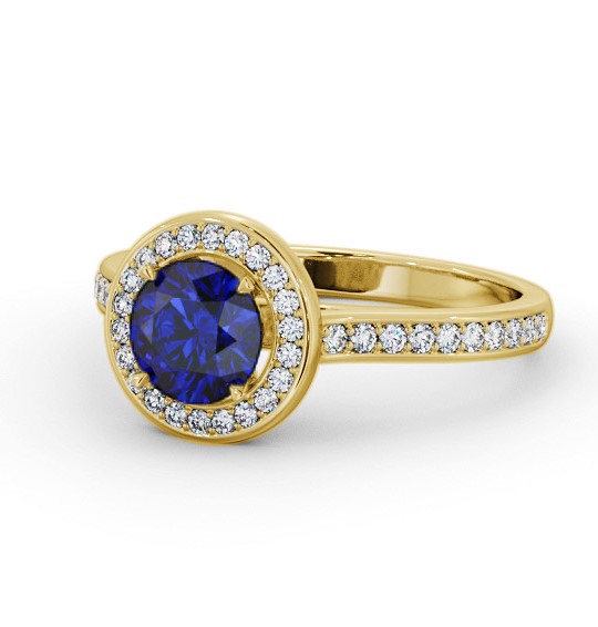 Halo Blue Sapphire and Diamond 1.35ct Ring 9K Yellow Gold GEM68_YG_BS_THUMB2 