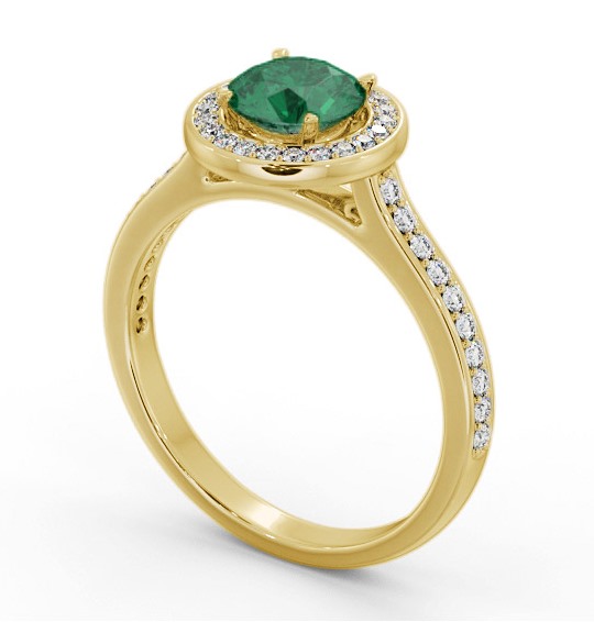 Halo Emerald and Diamond 1.10ct Ring 18K Yellow Gold GEM68_YG_EM_THUMB1