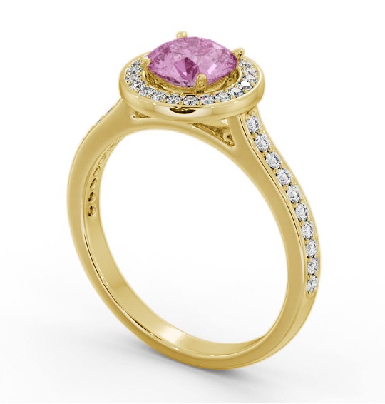 Halo Pink Sapphire and Diamond 1.35ct Ring 18K Yellow Gold GEM68_YG_PS_THUMB1