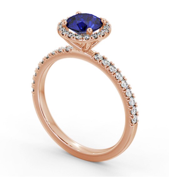 Halo Blue Sapphire and Diamond 1.45ct Ring 18K Rose Gold GEM69_RG_BS_THUMB1