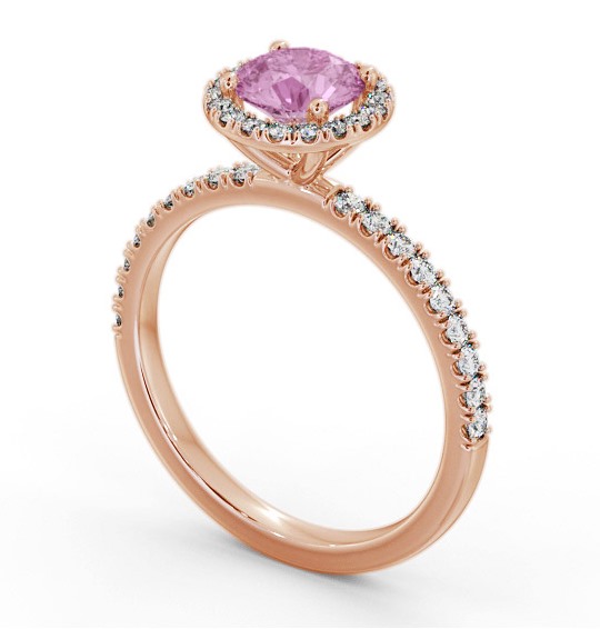 Halo Pink Sapphire and Diamond 1.45ct Ring 18K Rose Gold GEM69_RG_PS_THUMB1 