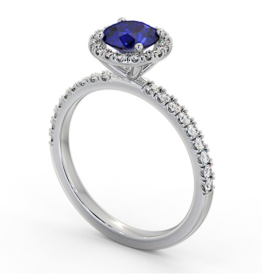  Halo Blue Sapphire and Diamond 1.45ct Ring 18K White Gold - Alesha GEM69_WG_BS_THUMB1 