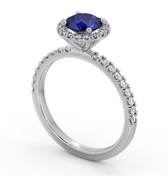 Halo Blue Sapphire and Diamond 1.45ct Ring Platinum GEM69_WG_BS_THUMB1