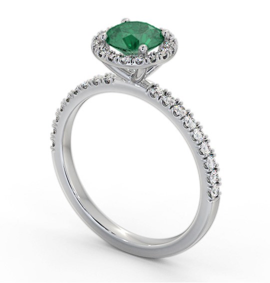 Halo Emerald and Diamond 1.20ct Ring 18K White Gold GEM69_WG_EM_THUMB1 