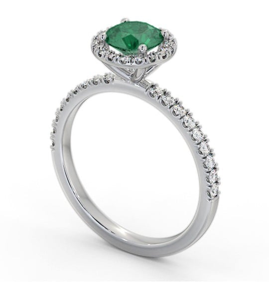 Halo Emerald and Diamond 1.20ct Ring 18K White Gold GEM69_WG_EM_THUMB1