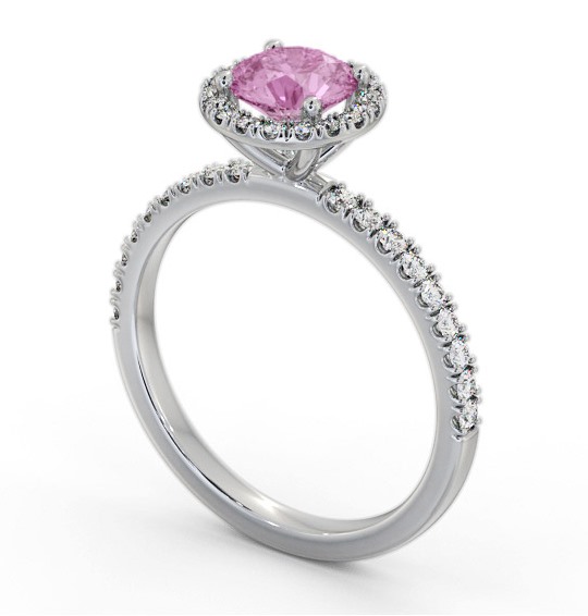 Halo Pink Sapphire and Diamond 1.45ct Ring 18K White Gold GEM69_WG_PS_THUMB1