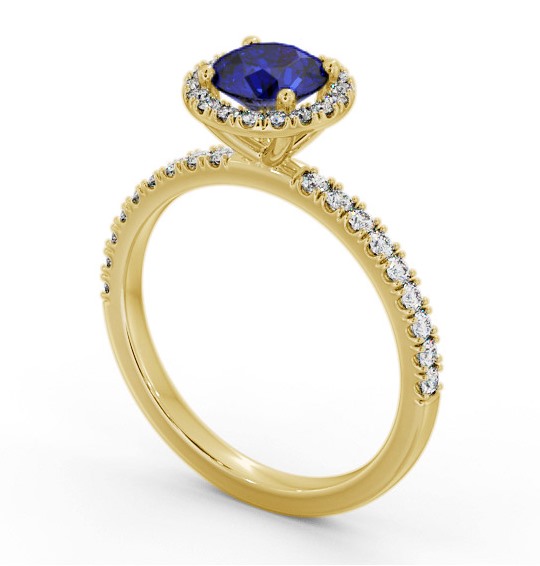 Halo Blue Sapphire and Diamond 1.45ct Ring 9K Yellow Gold GEM69_YG_BS_THUMB1 