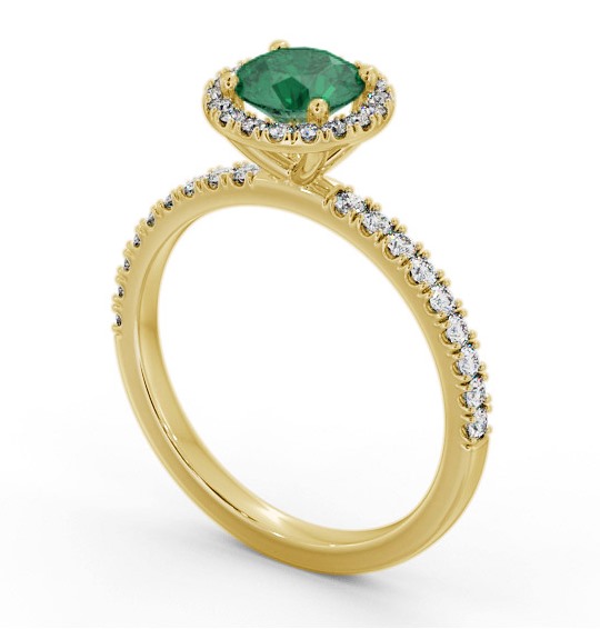 Halo Emerald and Diamond 1.20ct Ring 18K Yellow Gold GEM69_YG_EM_THUMB1 