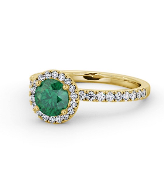 Halo Emerald and Diamond 1.20ct Ring 18K Yellow Gold GEM69_YG_EM_THUMB2 