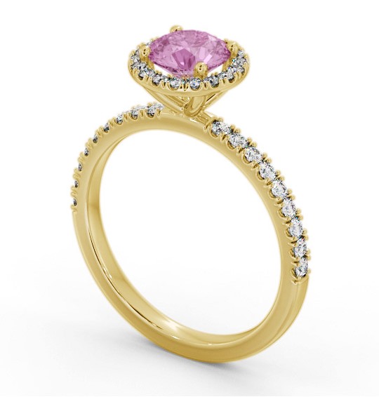 Halo Pink Sapphire and Diamond 1.45ct Ring 18K Yellow Gold GEM69_YG_PS_THUMB1 