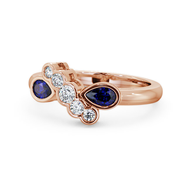 Blue Sapphire and Diamond 1.00ct Ring 18K Rose Gold - Genoa GEM6_RG_BS_FLAT