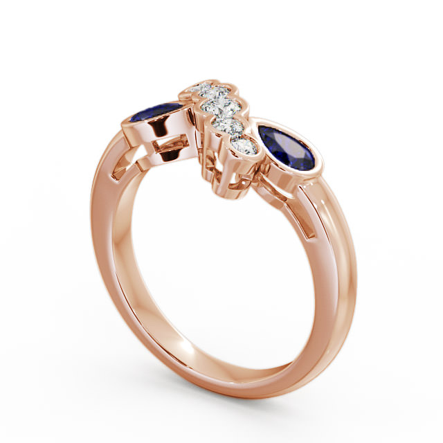 Blue Sapphire and Diamond 1.00ct Ring 9K Rose Gold - Genoa GEM6_RG_BS_SIDE