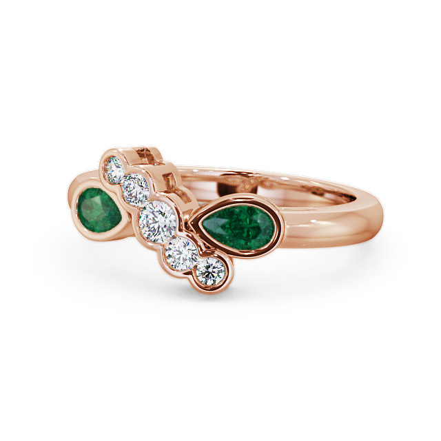Emerald and Diamond 0.90ct Ring 9K Rose Gold - Genoa GEM6_RG_EM_FLAT