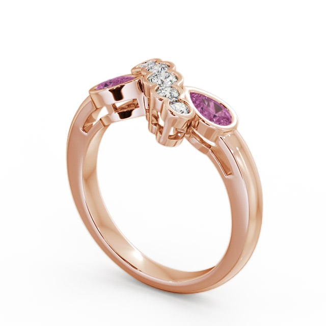 Pink Sapphire and Diamond 1.00ct Ring 9K Rose Gold - Genoa GEM6_RG_PS_SIDE