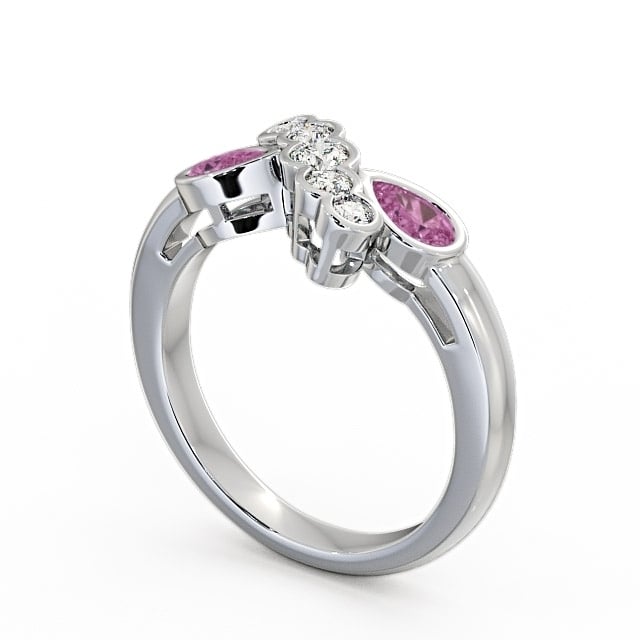 Pink Sapphire and Diamond 1.00ct Ring 18K White Gold - Genoa GEM6_WG_PS_SIDE