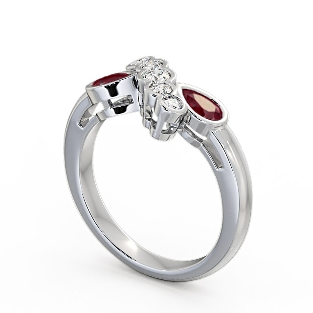 Ruby and Diamond 1.00ct Ring 9K White Gold - Genoa