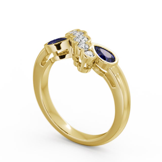 Blue Sapphire and Diamond 1.00ct Ring 18K Yellow Gold - Genoa