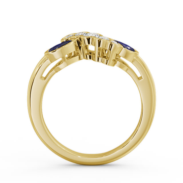 Blue Sapphire and Diamond 1.00ct Ring 18K Yellow Gold - Genoa GEM6_YG_BS_UP