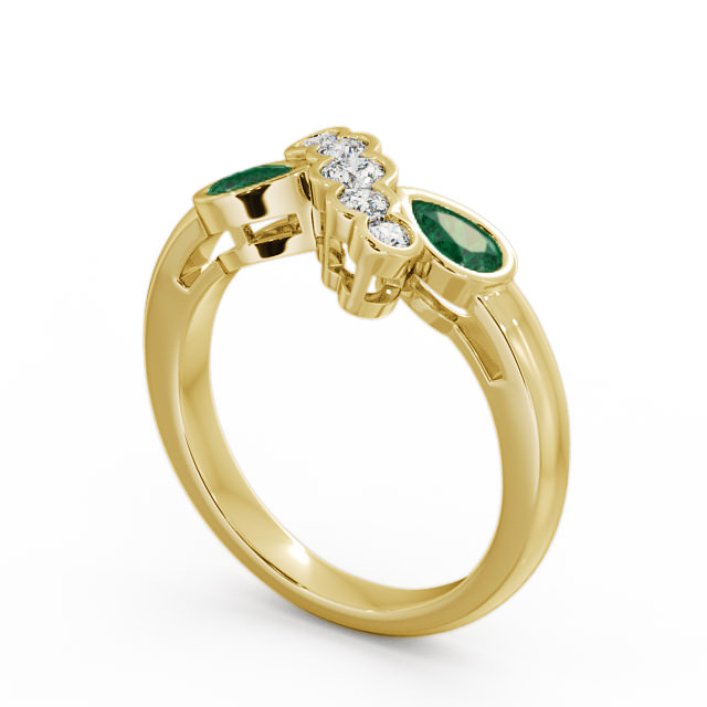 Emerald and Diamond 0.90ct Ring 9K Yellow Gold - Genoa GEM6_YG_EM_SIDE
