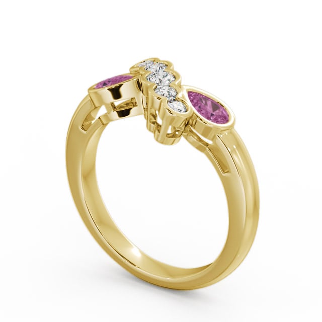 Pink Sapphire and Diamond 1.00ct Ring 18K Yellow Gold - Genoa GEM6_YG_PS_SIDE