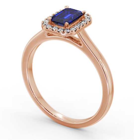 Halo Blue Sapphire and Diamond 0.90ct Ring 18K Rose Gold GEM70_RG_BS_THUMB1