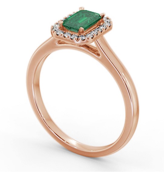 Halo Emerald and Diamond 0.75ct Ring 9K Rose Gold GEM70_RG_EM_THUMB1