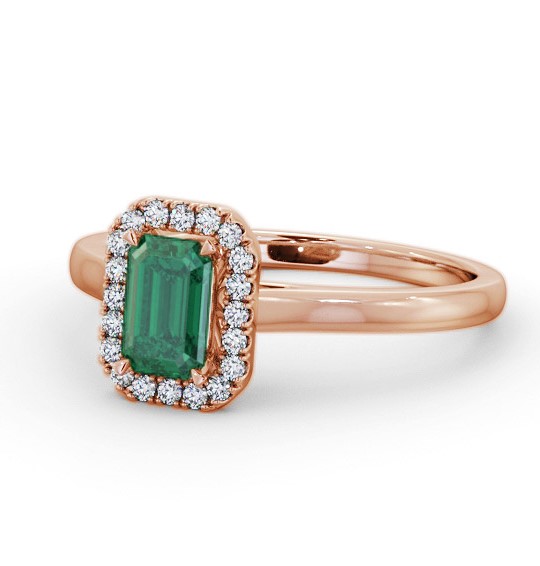 Halo Emerald and Diamond 0.75ct Ring 9K Rose Gold GEM70_RG_EM_THUMB2 